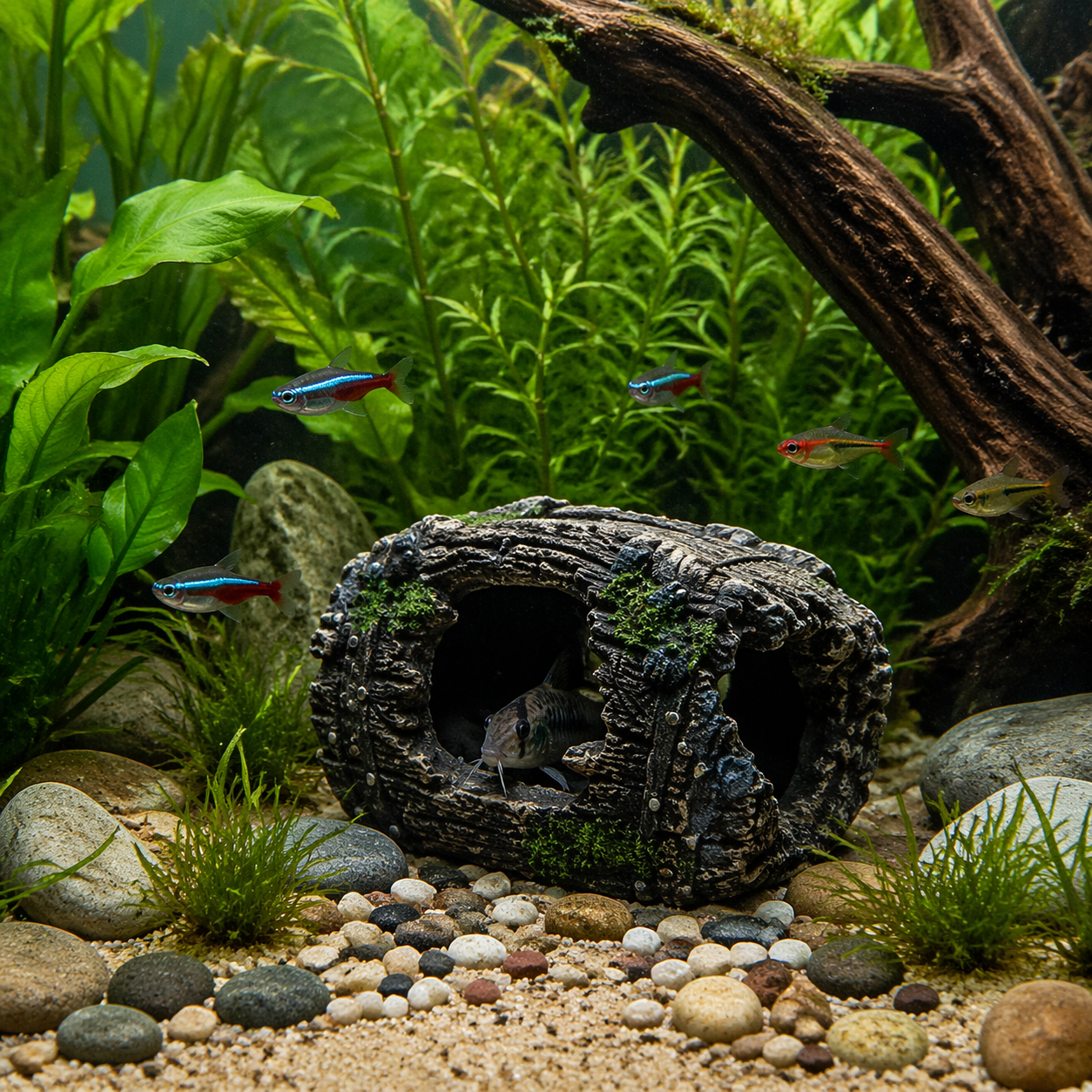 Aquarium Decoration Log Cave Fish Tank Ornament