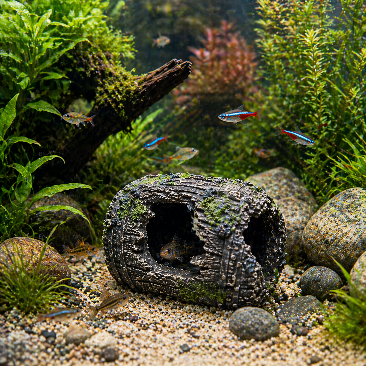 Aquarium Decoration Log Cave Fish Tank Ornament