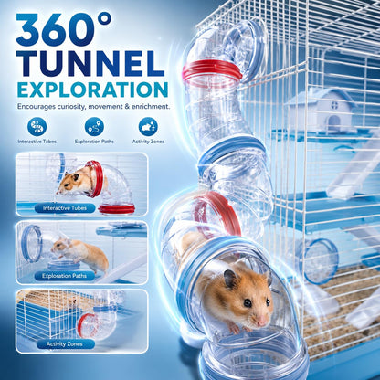 Dear Pet Dayang 511DB Large Multi-Level Hamster Cage with Transparent Tunnel System 47x30.2x70 cm