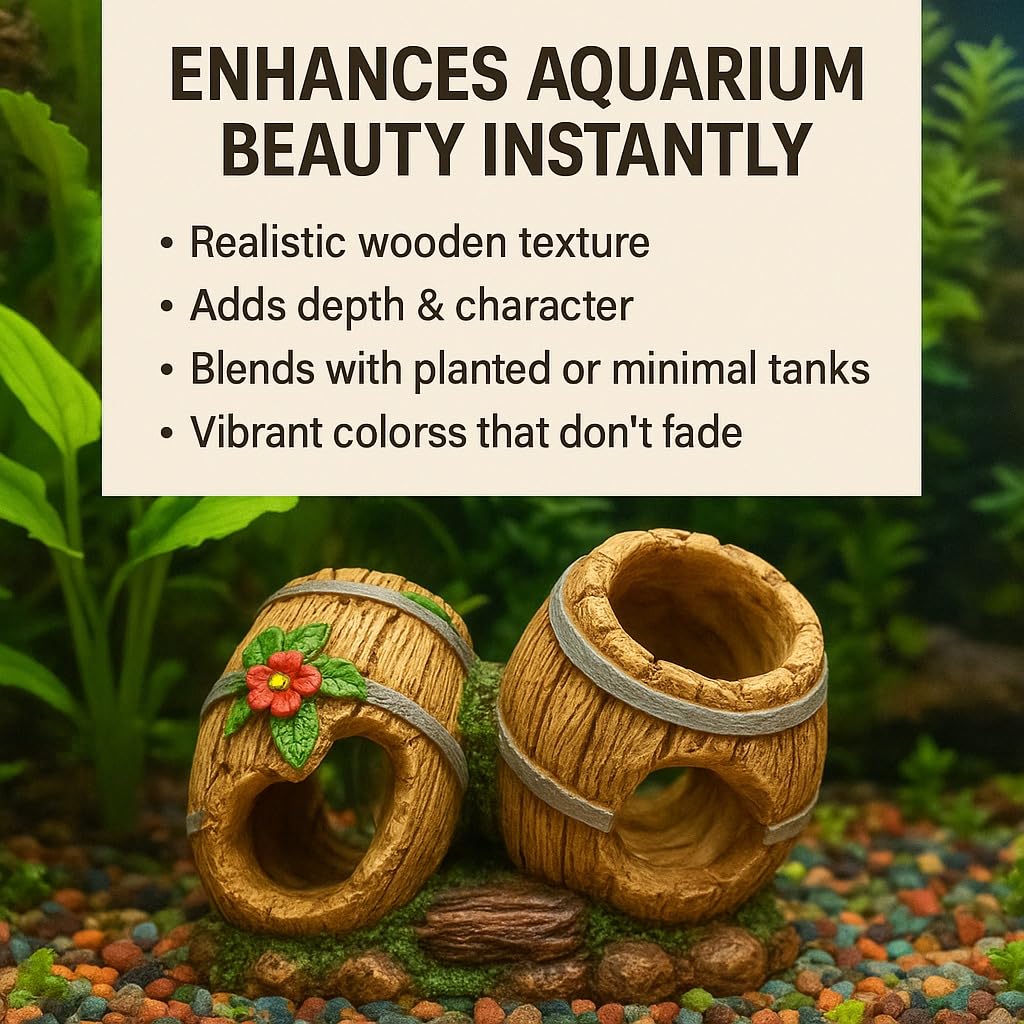 Resin Barrel Fish Hideout 12×9×8 cm