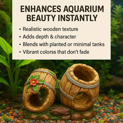 Resin Barrel Fish Hideout 12×9×8 cm