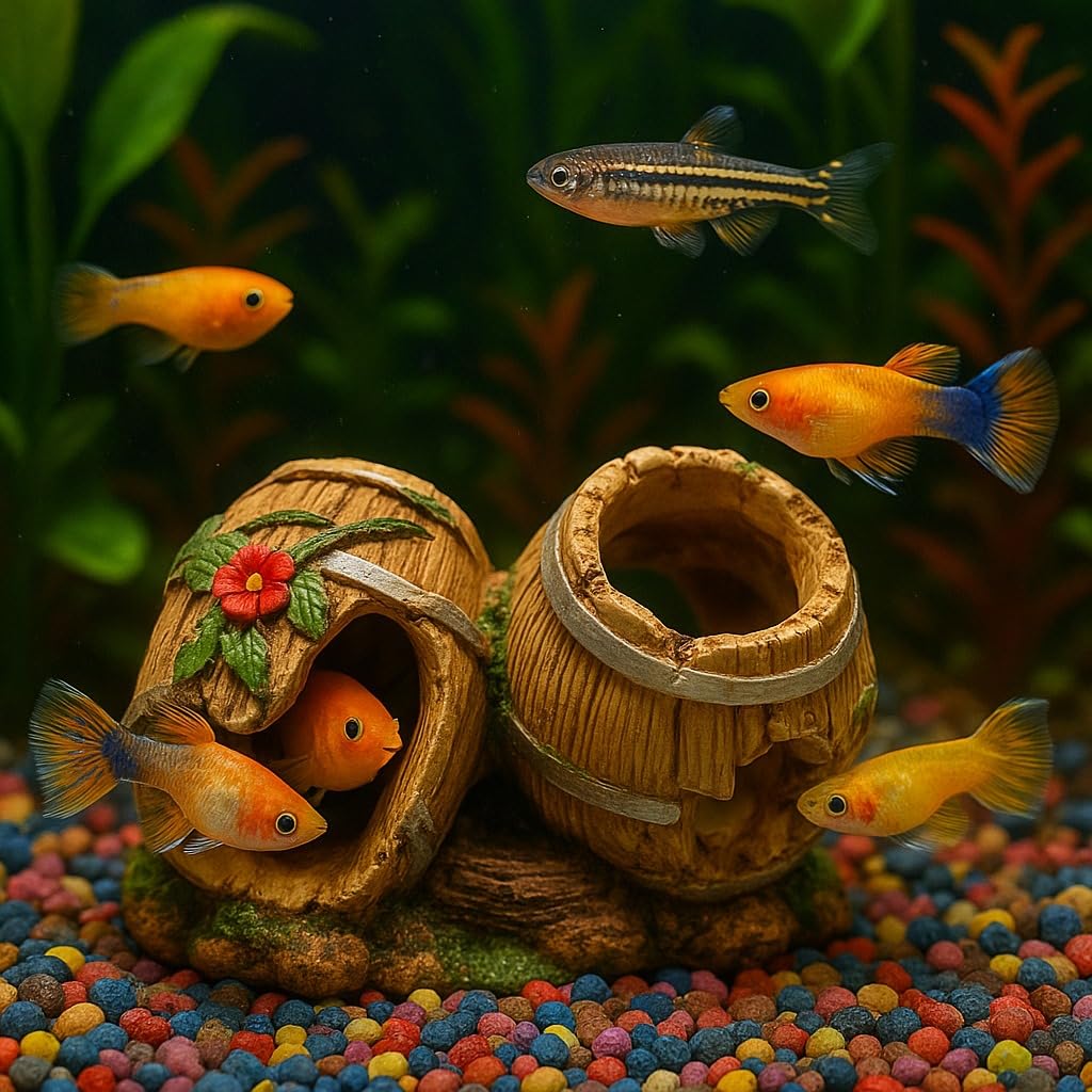 Resin Barrel Fish Hideout 12×9×8 cm