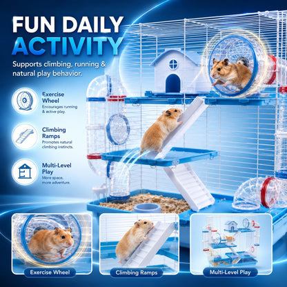Dear Pet Dayang 511DB Large Multi-Level Hamster Cage with Transparent Tunnel System 47x30.2x70 cm