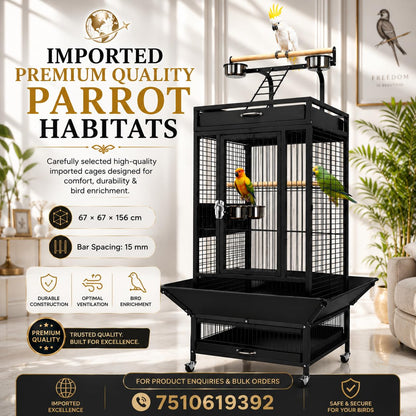 Premium  Playtop Large Pink Bird Cage 67×67×156 cm for Conure Cage A10