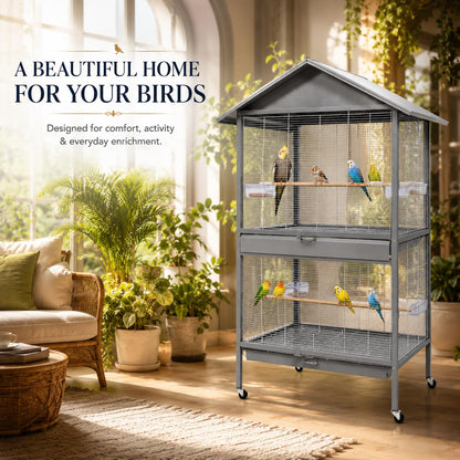 Dear Pet DAYANG A26-1Large Aviary Bird Cage 107.5×75×175 cm for Budgies, Lovebirds, Finches, Canaries & Cockatiels