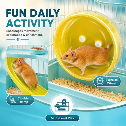 Compact Hamster Cage with Exercise Wheel, Ramp & Platform 30x23x30 cm