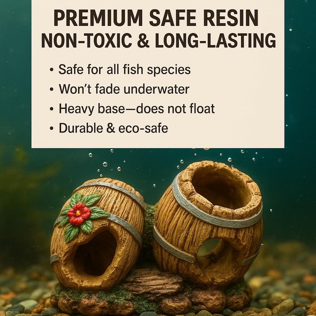 Resin Barrel Fish Hideout 12×9×8 cm