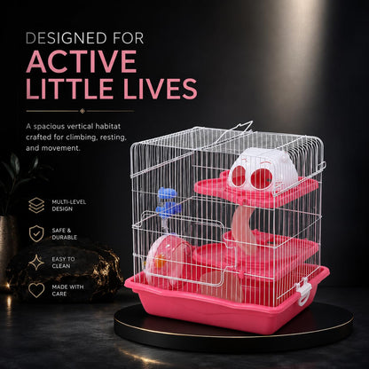 Dear Pet Dayang Spacious Hamster Cage PINK (M012) 35.5 x 26.6 x 40.5 cm