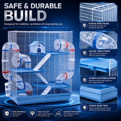 Dear Pet Dayang 511DB Large Multi-Level Hamster Cage with Transparent Tunnel System 47x30.2x70 cm