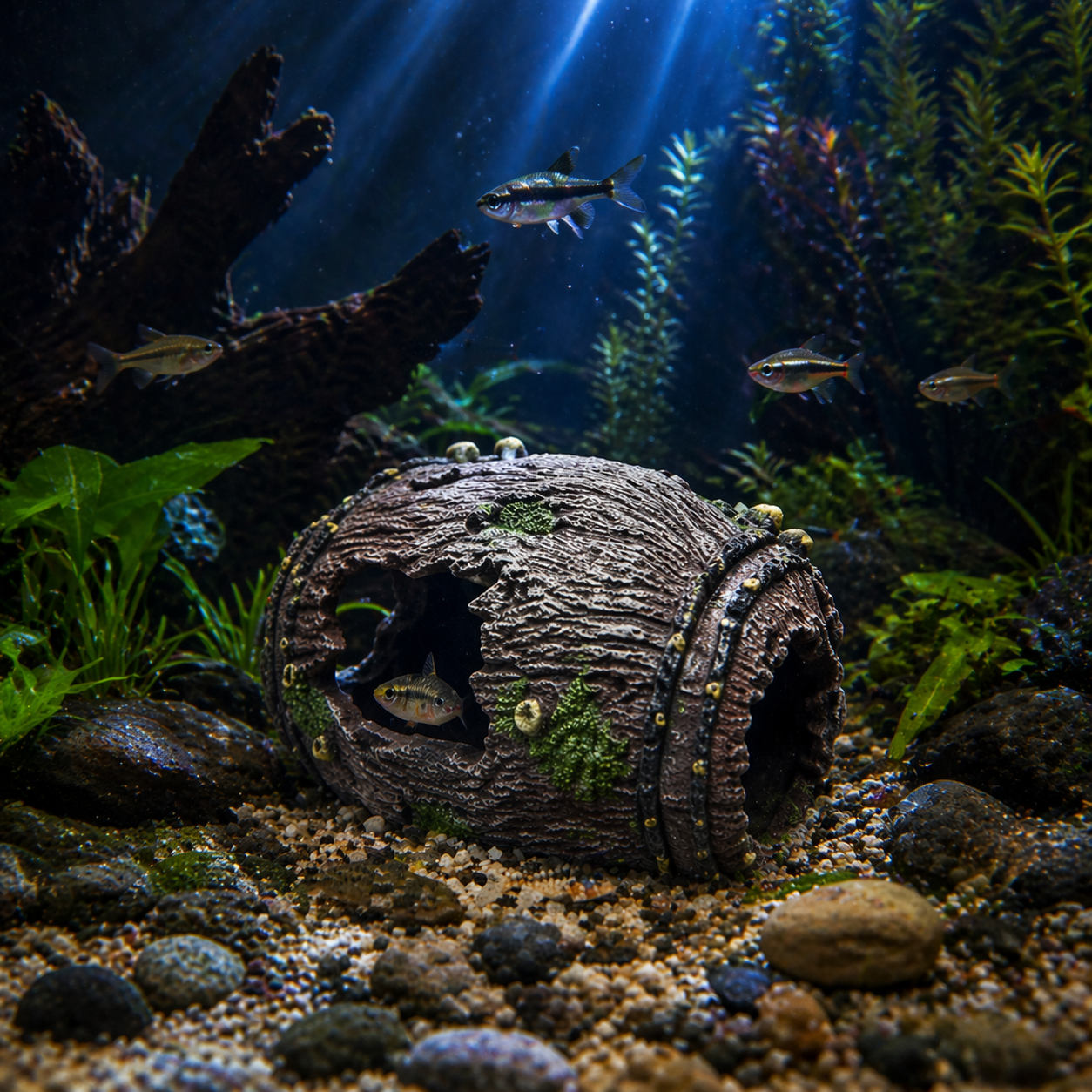 Aquarium Decoration Log Cave Fish Tank Ornament