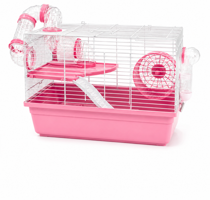 Dear pet DayangHamster Cage with Tunnel System, Exercise Wheel, Ramp & Platform 48x32x30.6 cm