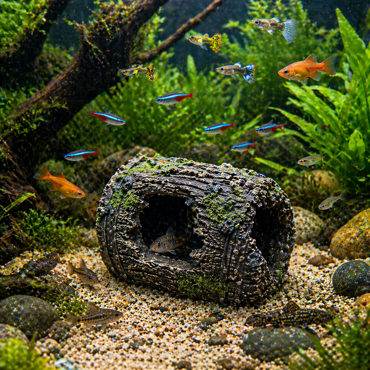 Aquarium Decoration Log Cave Fish Tank Ornament