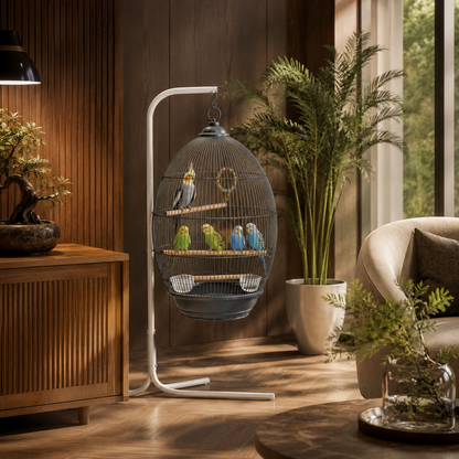 DAYANG 370 DECORATIVE HANGING BIRD CAGE FOR FINCHES, BUDGIES & COCKATIELS – 48.5 × 48.5 × 76 CM