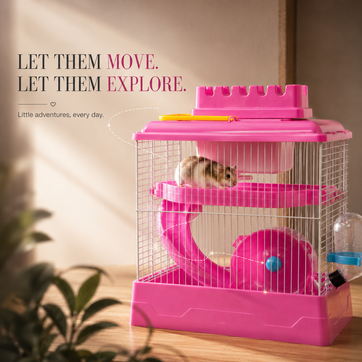 Petbroo Spinhome Hamster Cage 29 × 15 × 27.5 cm for Hamsters