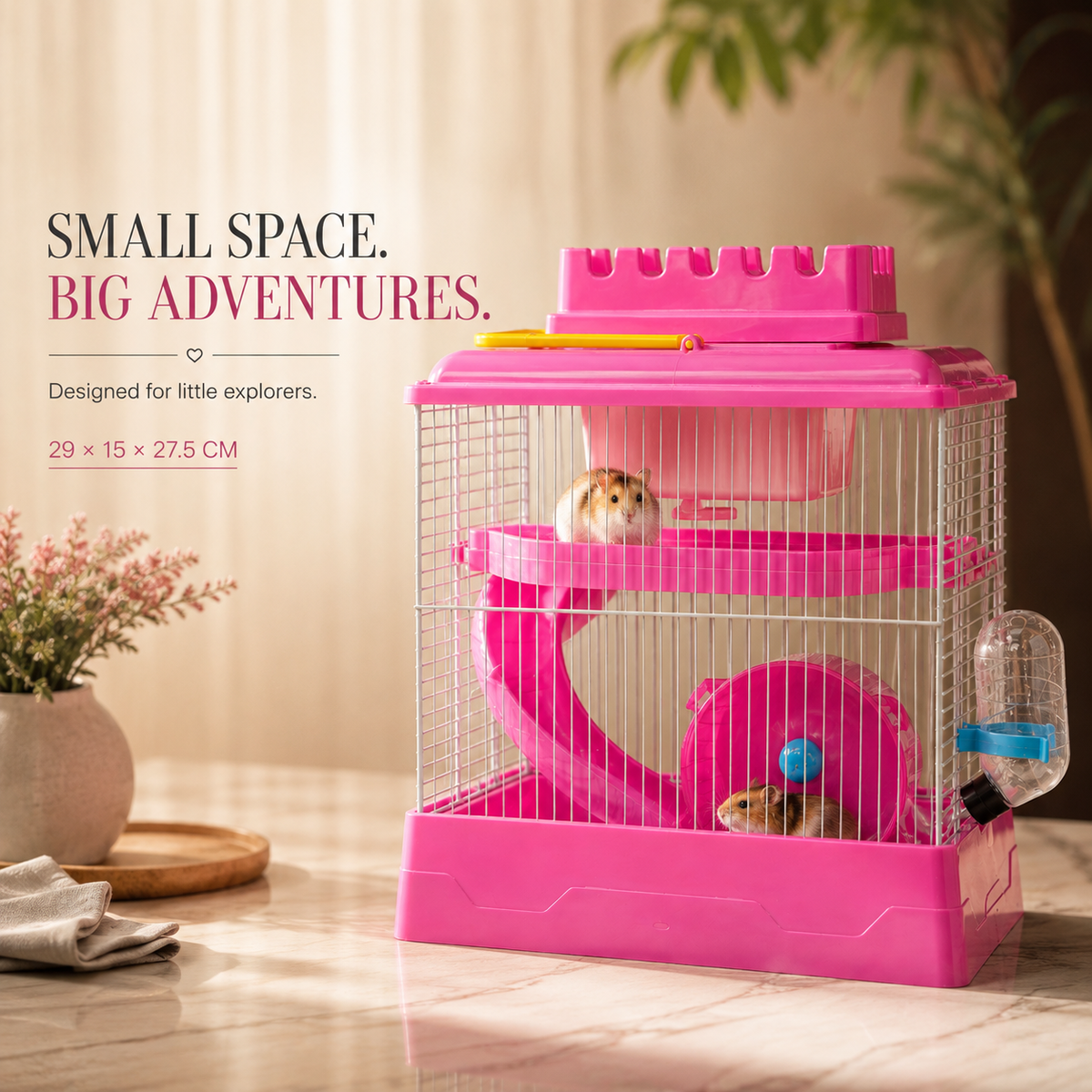 Petbroo Spinhome Hamster Cage 29 × 15 × 27.5 cm for Hamsters