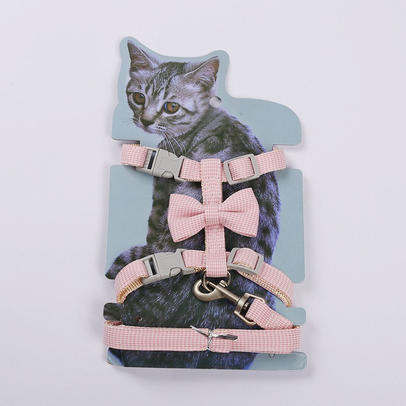 Petbroo Cat Leash  & Harness with Bow