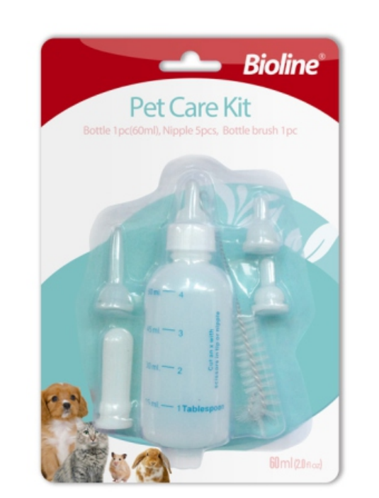 Puppy care kit bottle 1pc (60ml), nipple 5pcs, bottle brush 1 pc