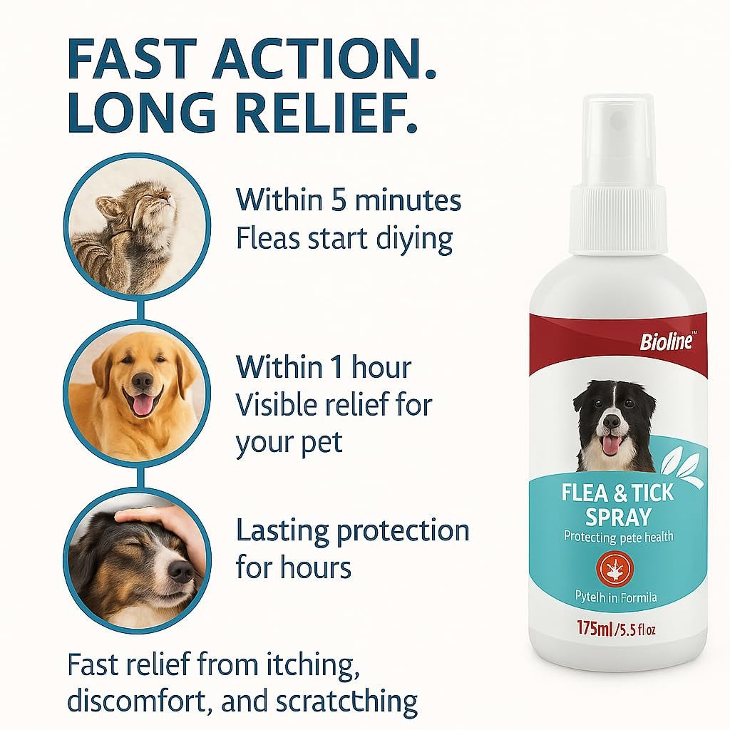 Bioline Flea and Tick spray 175ml - pet grooming