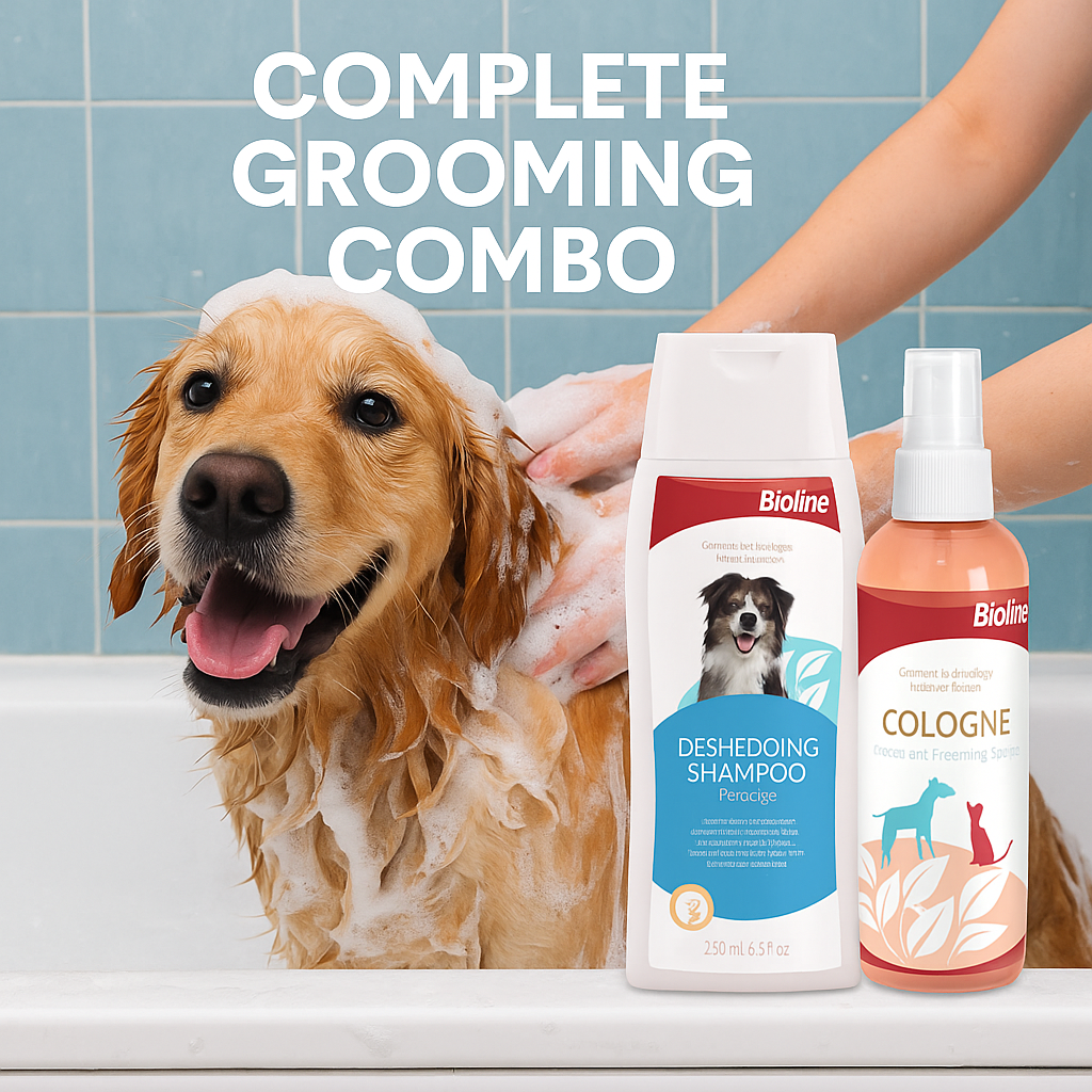 Complete Grooming Combo – Deshedding shampoo + Cologne Spray = (Shiny, clean & fresh)