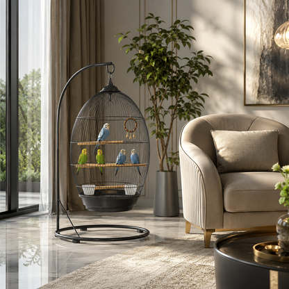 DAYANG 370 DECORATIVE HANGING BIRD CAGE FOR FINCHES, BUDGIES & COCKATIELS – 48.5 × 48.5 × 76 CM