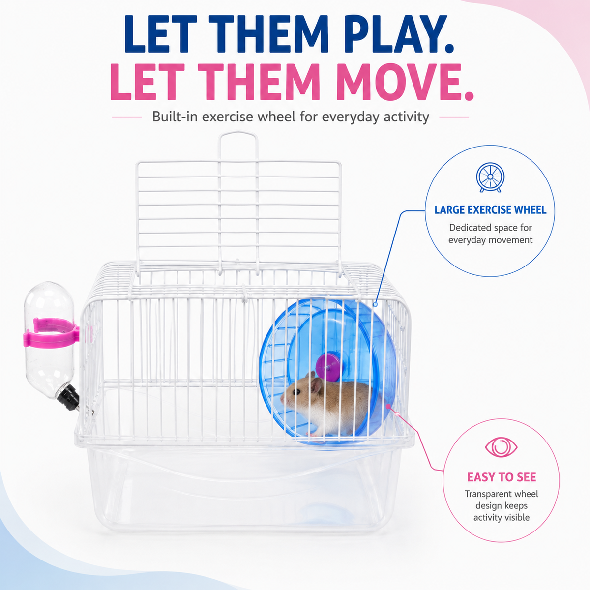 Petbroo Tinytrail Hamster Cage, 23x17x15 cm