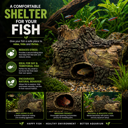 Aquarium Decoration Log Cave for Fish Tank