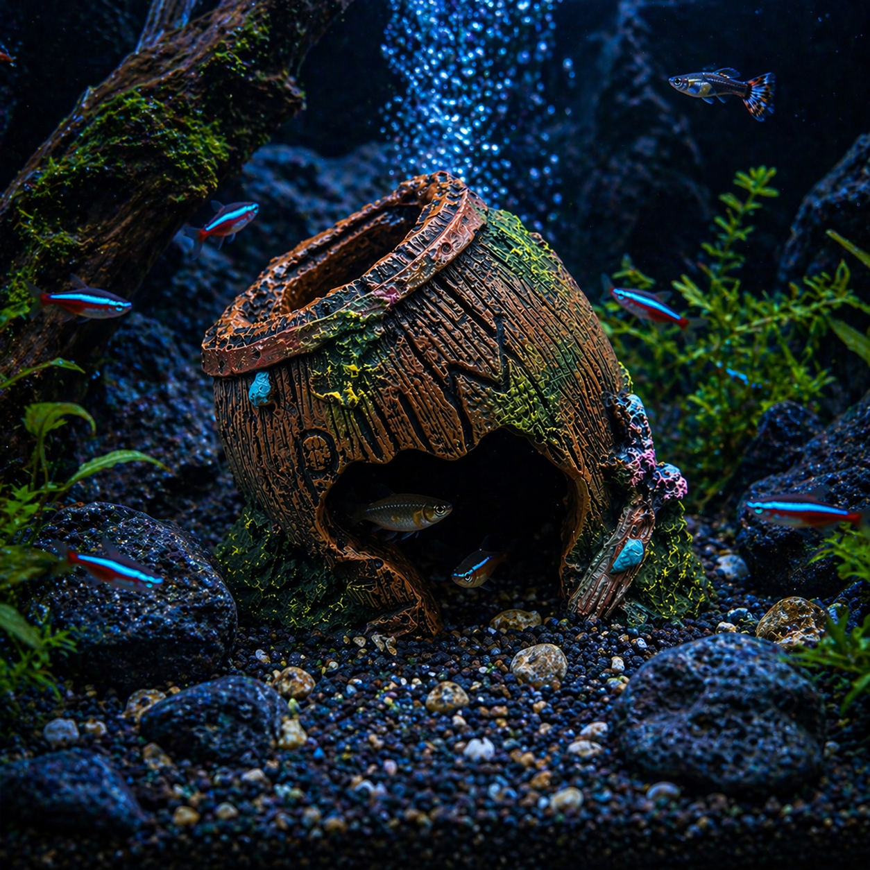 Aquarium Cave Decoration Resin Fish Hideout Barrel, 2020120900811
