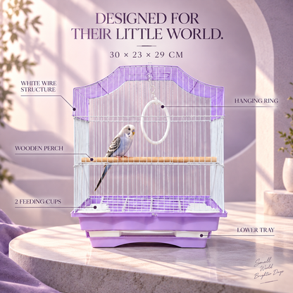 Purple & White Premium Bird Cage – 30 × 23 × 29 CM