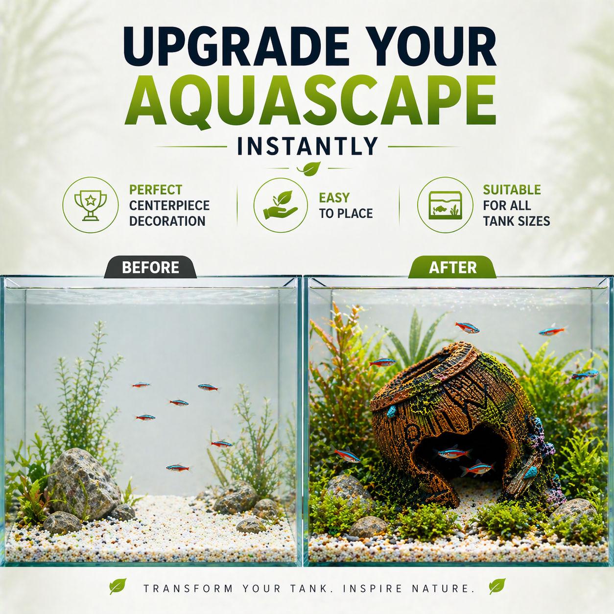 Aquarium Cave Decoration Resin Fish Hideout Barrel, 2020120900811