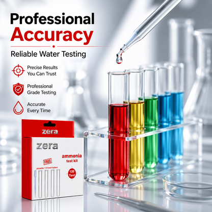 ZERA AMMONIA TEST KIT FOR AQUARIUM WATER TESTING – PROFESSIONAL AMMONIA MONITORING KIT | 120 TESTS | FAST, ACCURATE & RELIABLE RESULTS