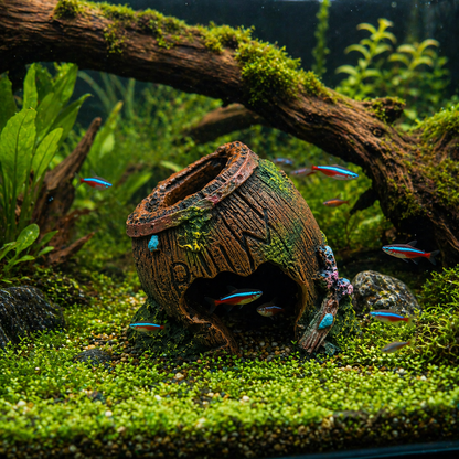 Aquarium Cave Decoration Resin Fish Hideout Barrel, 2020120900811