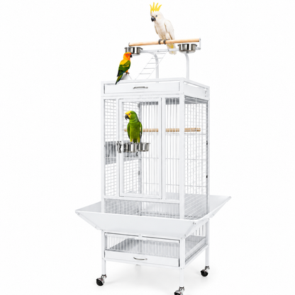 Premium  Playtop Large White Bird Cage 67×67×156 cm for Conure Cage A10