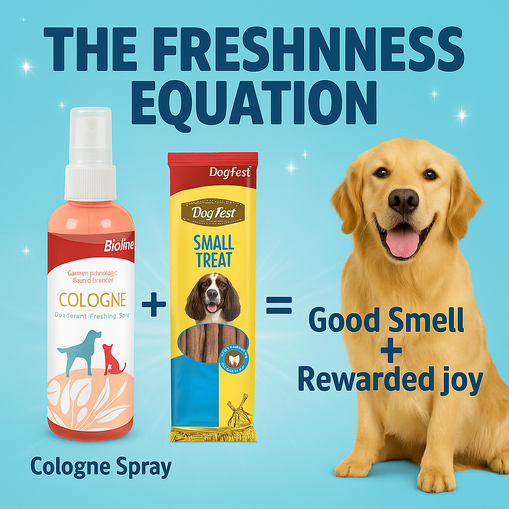 Everyday Freshness Combo – Cologne Spray + Small Treat = Good smell + reward treat