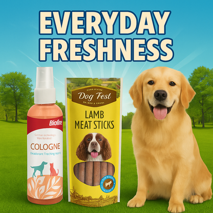 Everyday Freshness Combo – Cologne Spray + Small Treat = Good smell + reward treat
