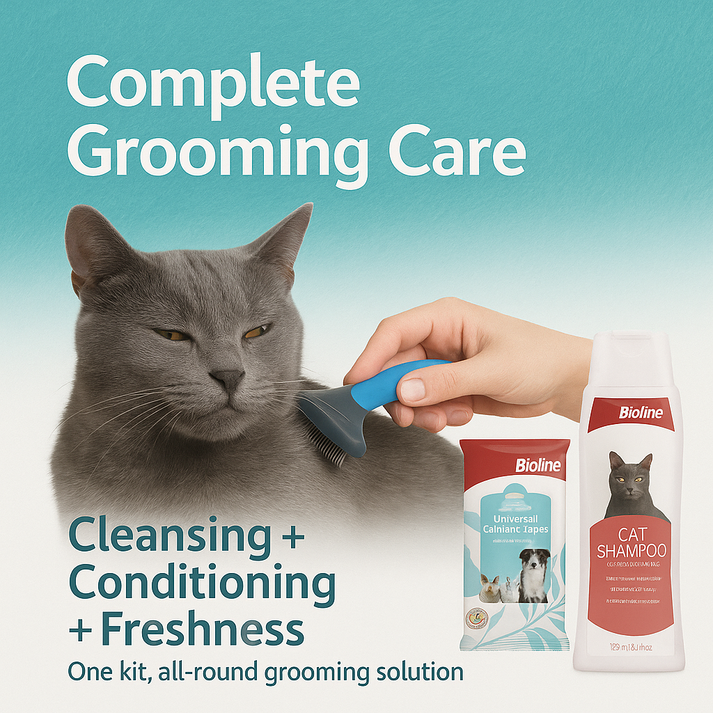 Cat Grooming Essential Combo – Cat Shampoo +Universal cosmetic wipes  =Shiny coat + On-the-go freshness
