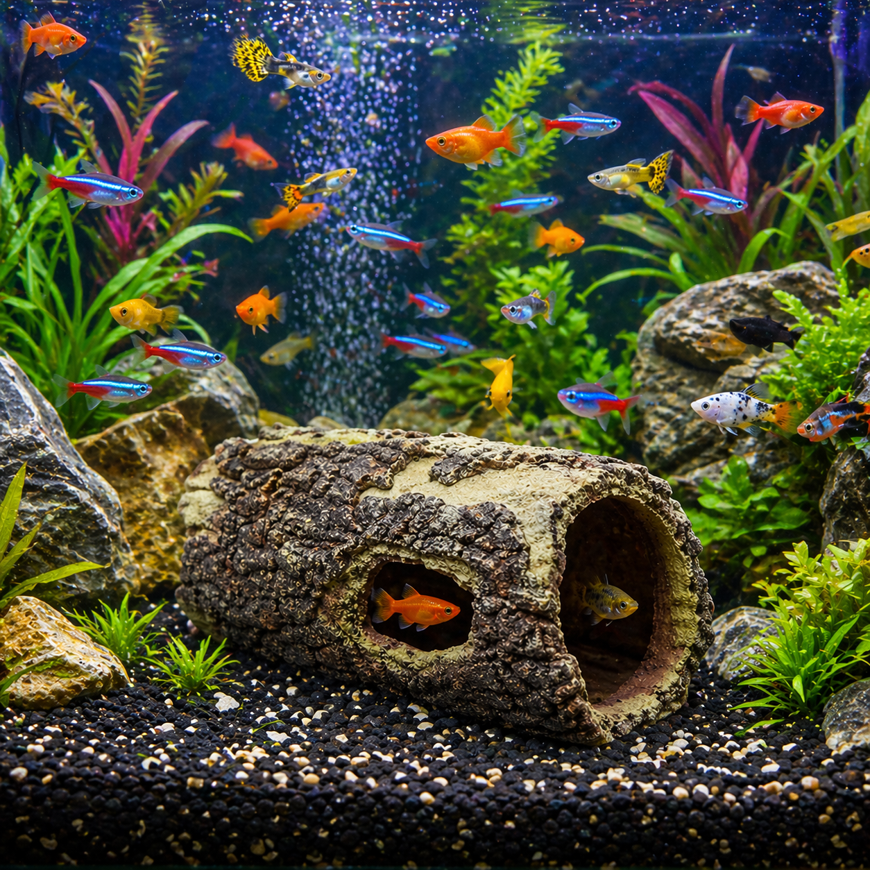 Natural Wood Design Ornament Hideout Aquarium Decoration Log Cave for Fish Tank