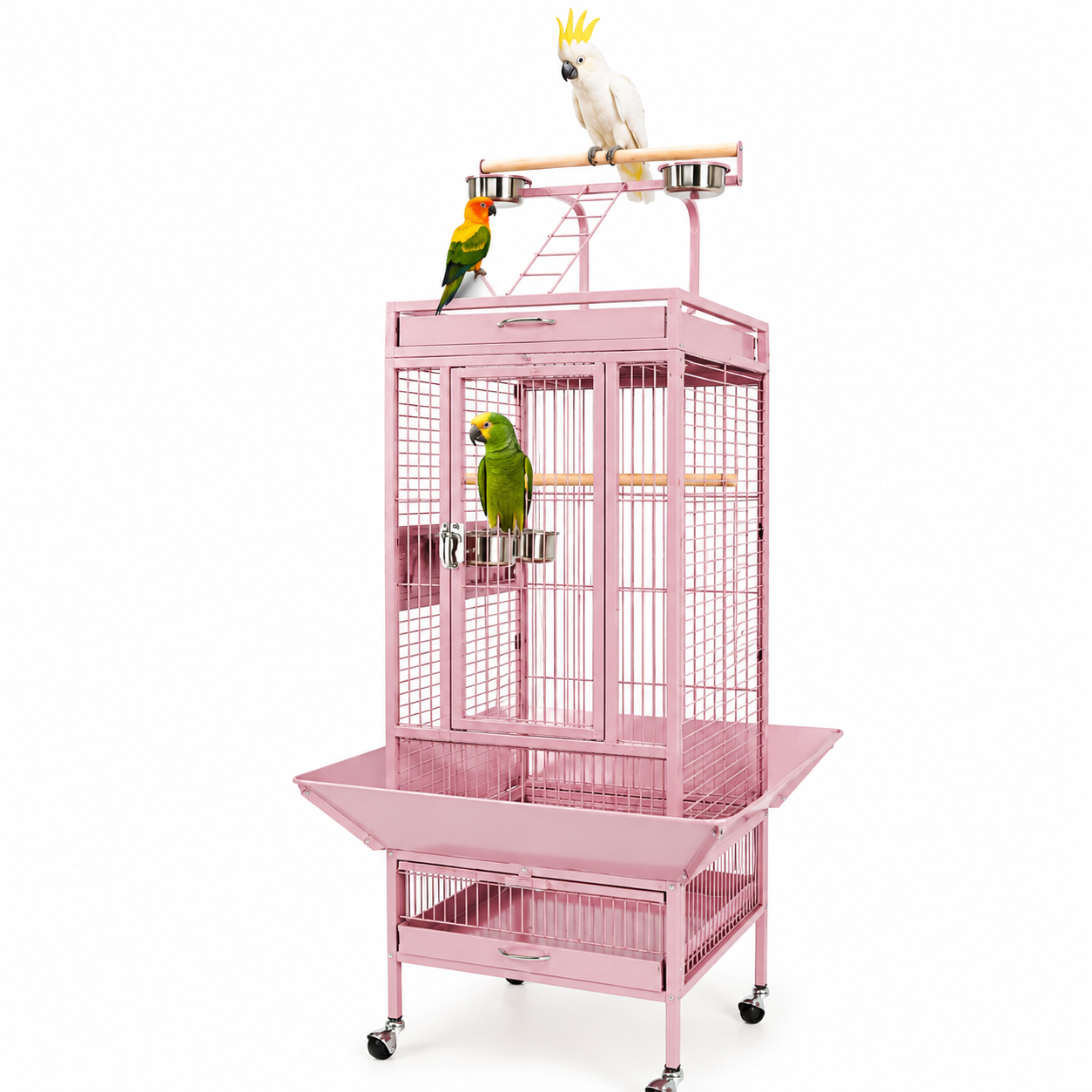Premium  Playtop Large Pink Bird Cage 67×67×156 cm for Conure Cage A10