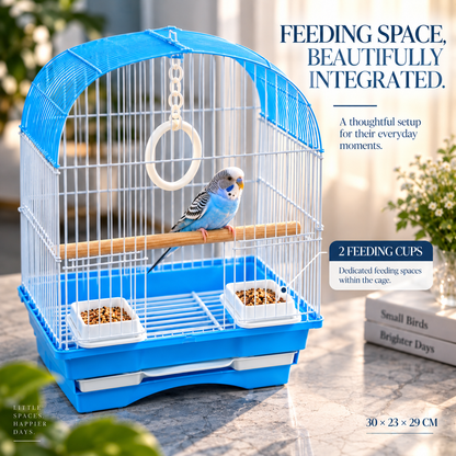 Blue & White Premium Bird Cage – 30 × 23 × 29 CM
