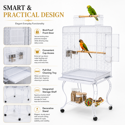 DAYANG A80 PREMIUM PLAYTOP PARROT CAGE FOR CONURES, AMAZONS & COCKATOOS – 53.5 × 53.5 × 133.5 CM