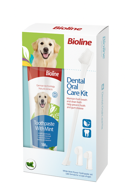Bioline Dental Oral Care Kit,toothpaste with mint flavor -100g - pet grooming