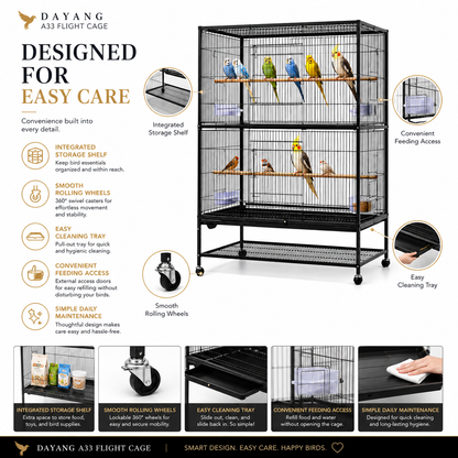 DAYANG A33 PREMIUM FLIGHT CAGE FOR FINCHES, BUDGIES & COCKATIELS – 79 × 52 × 130.5 CM