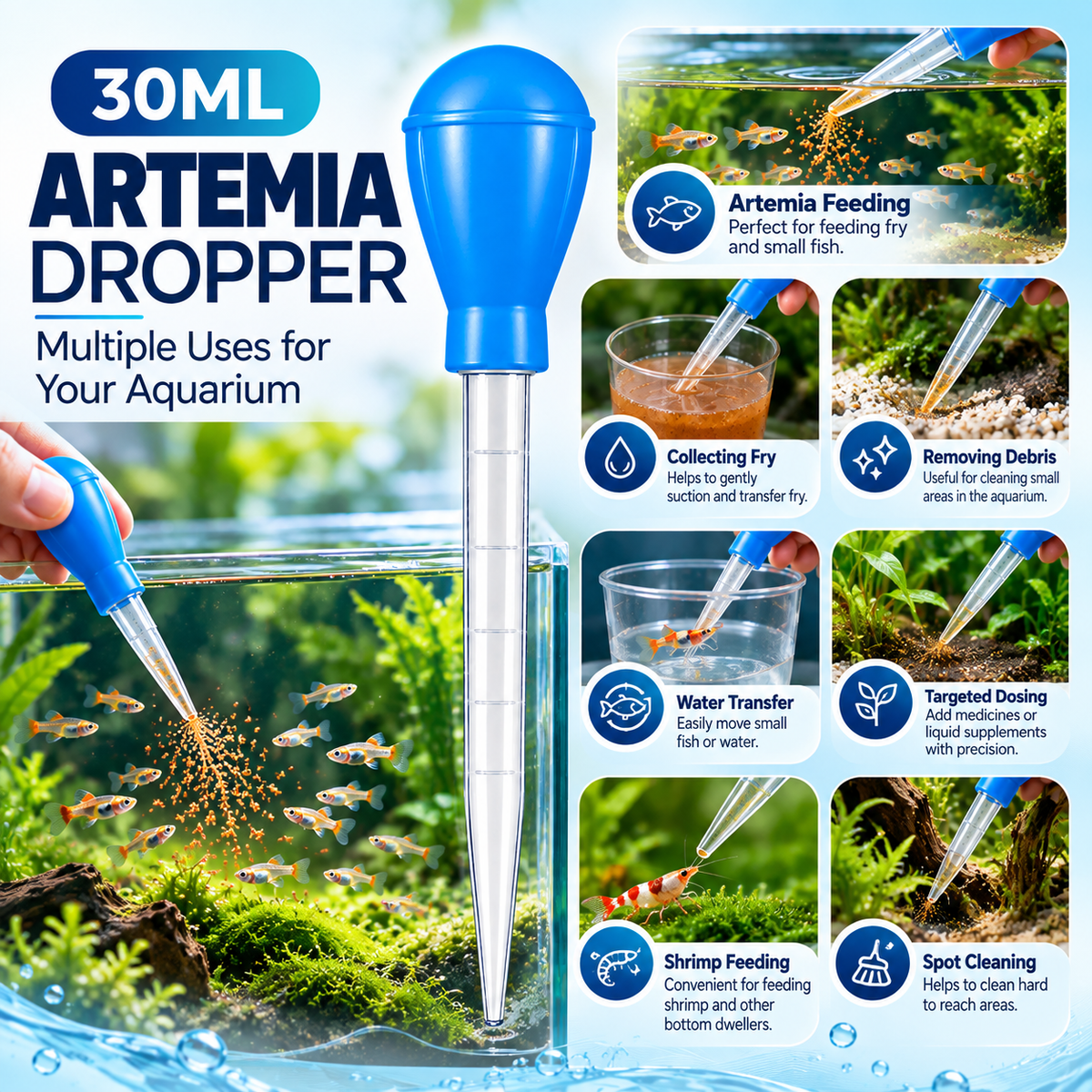 30ml Artemia Dropper – Disposable Transfer Pipette for Artemia & Aquarium Feeding