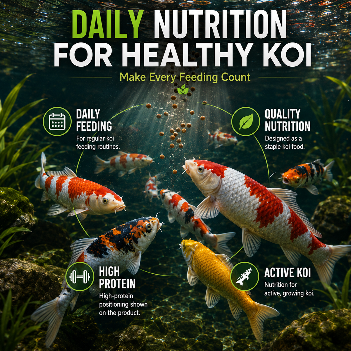 Horizon Jumbo Koi High Protein Bucket Food 2kg - Daily nutrition
