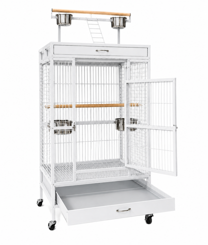 DAYANG A08R LUXURY AVIARY-STYLE PARROT RESIDENCE WITH PLAYTOP & MOBILE STAND – 122.5 × 82 × 175 CM