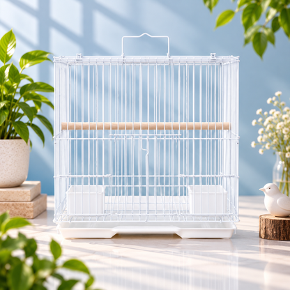 White Premium Bird Cage – 30 × 23 × 29 CM