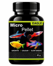 EAGLE MICRO PELLET FISH FOOD – PREMIUM SLOW SINKING MICRO PELLETS FOR TETRAS, GUPPIES, RASBORAS & SMALL TROPICAL FISH | COLOR ENHANCEMENT, HEALTHY GROWTH & DAILY NUTRITION | 45g