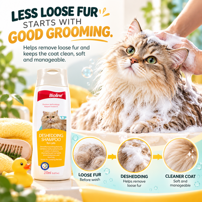 Hairball Rescue Combo for Cats – Hairball Solution Gel, Deshedding Shampoo & Self-Cleaning Grooming Comb
