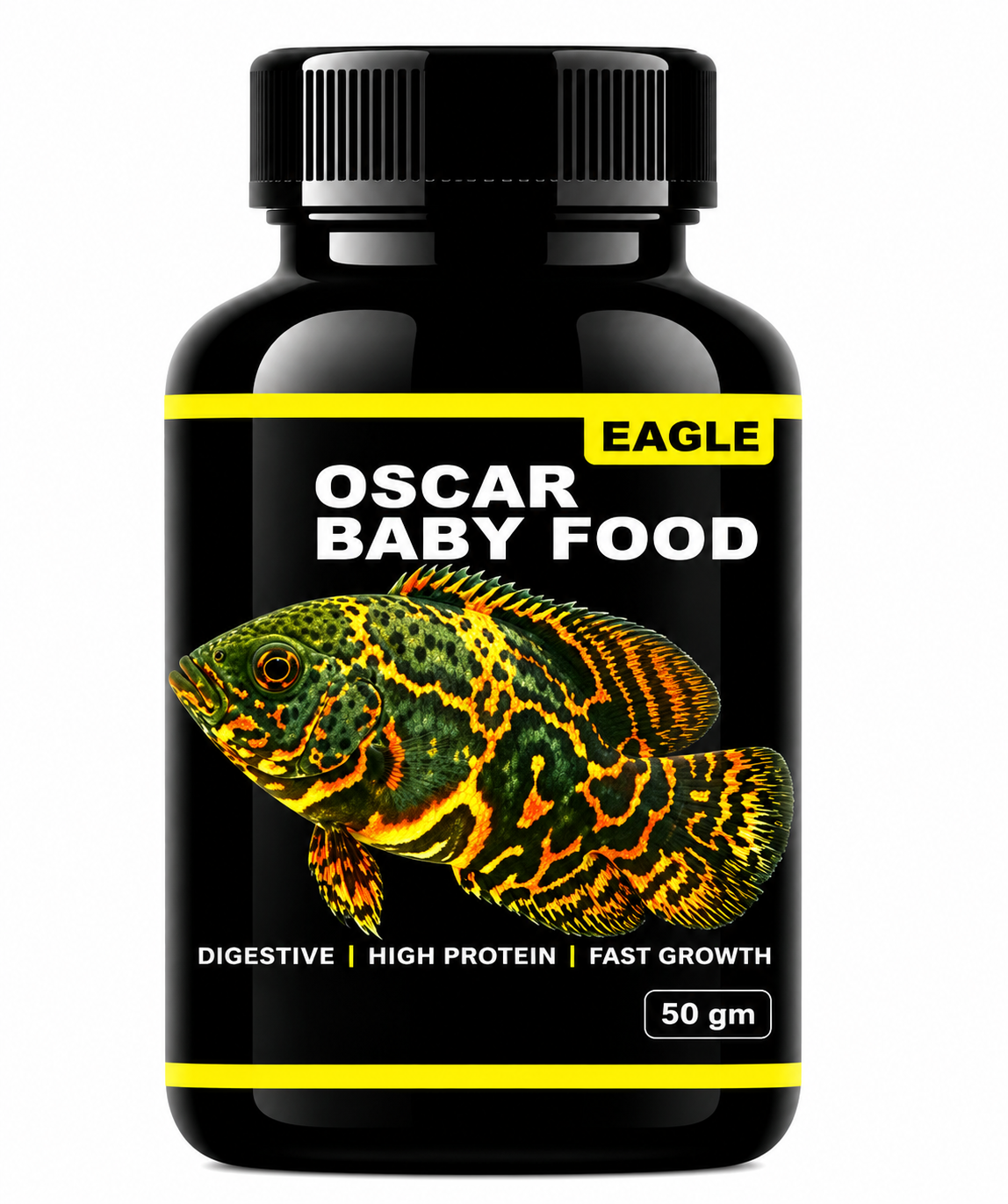 EAGLE OSCAR BABY FOOD – HIGH PROTEIN GROWTH FORMULA FOR JUVENILE OSCAR FISH | EASY DIGESTION | FAST GROWTH SUPPORT | PREMIUM DAILY NUTRITION | 50 GM