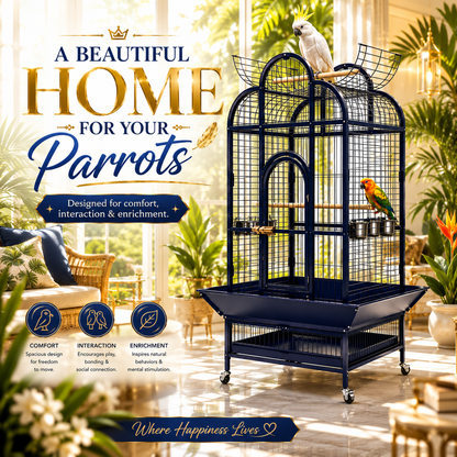 DAYANG A22 LUXURY PARROT RESIDENCE WITH PLAYTOP ACTIVITY CENTER – 79.5 × 79.5 × 164 CM