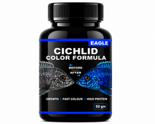 EAGLE CICHLID COLOR FORMULA – HIGH PROTEIN COLOR ENHANCING FISH FOOD FOR AFRICAN & AMERICAN CICHLIDS | PROMOTES VIBRANT COLORATION, HEALTHY GROWTH & DAILY NUTRITION | 50g